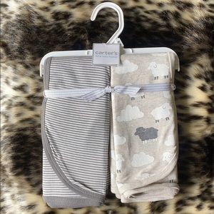 NWT! Carter’s Counting Sheep (2pc) swaddle blanket